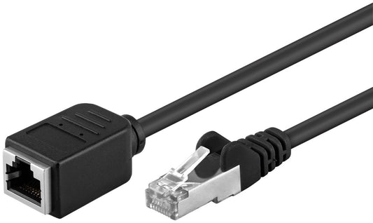 CAT 5e extension cable, F/UTP, black, 15 m