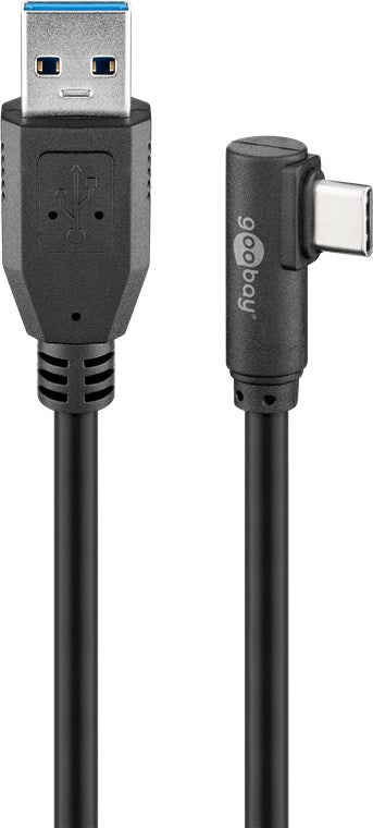 USB-C™-auf-USB-A-Kabel 90°, 2 m, schwarz