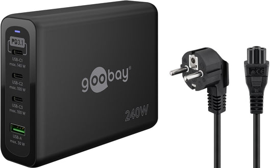 USB-C™ PD GaN Multiport-Schnellladegerät (240 W) schwarz
