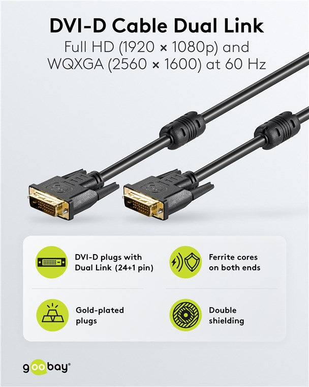 DVI-D Full HD-Kabel Dual Link, vergoldet