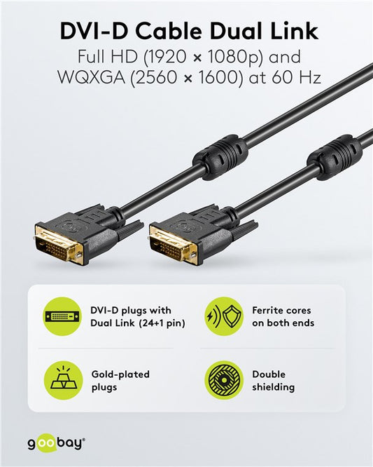 DVI-D Full HD-Kabel Dual Link, vergoldet