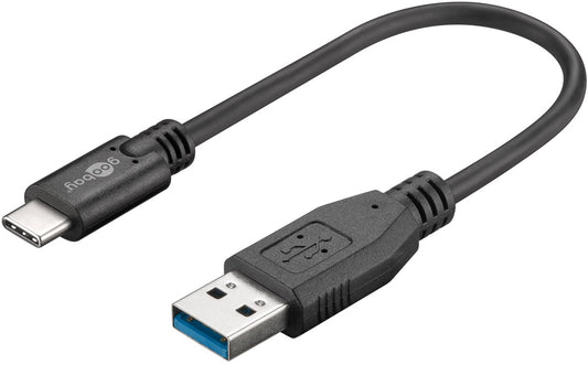 USB-C™-auf-USB-A-Kabel, 0,15 m, schwarz