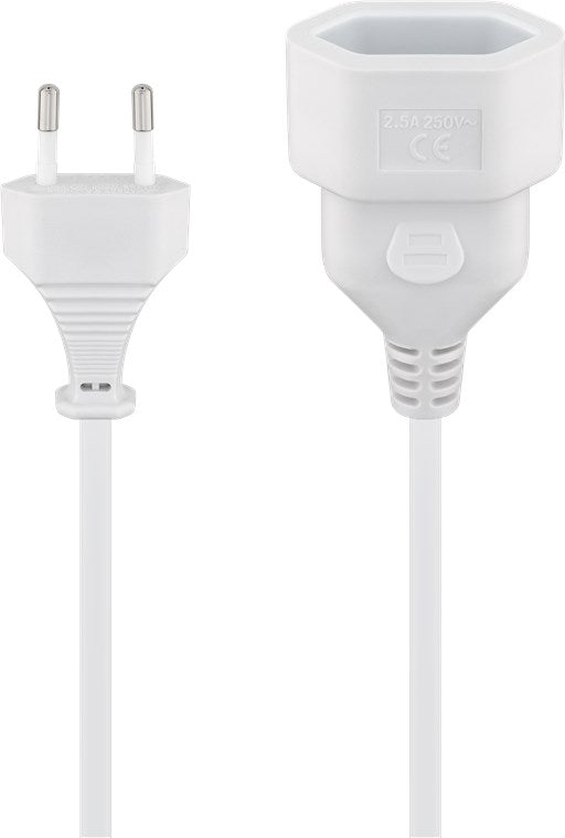 Verlängerungskabel Eurostecker, 2 m, weiß, (2*0,75 mm²)