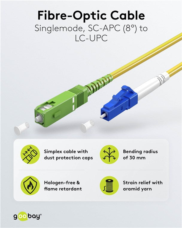 Glasfaserkabel (FTTH), Singlemode (OS2) Yellow, (Simplex), 25 m
