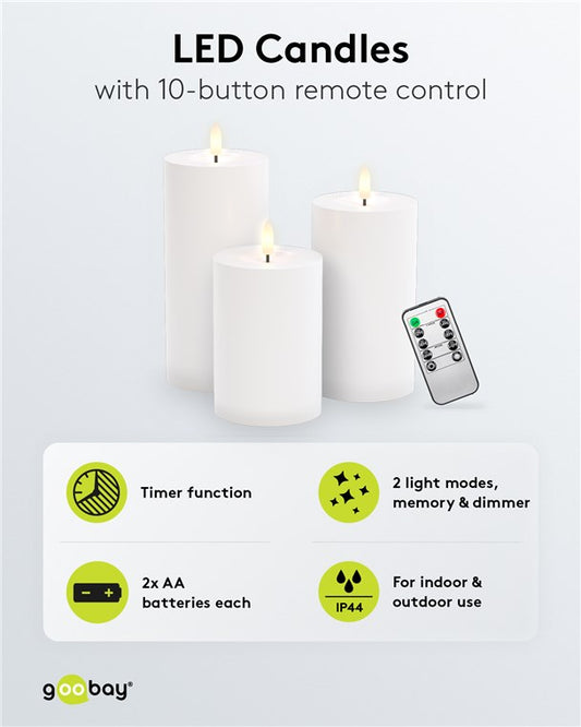 3er-Set LED-Kerzen "Outdoor"