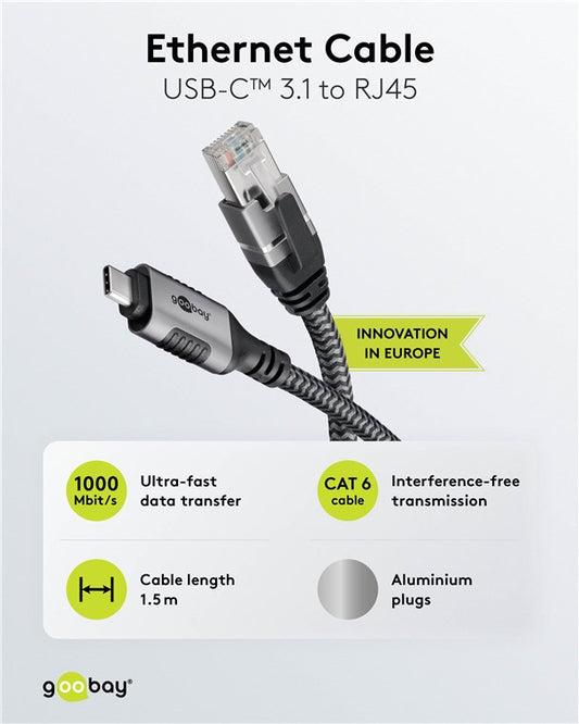 Ethernet-Kabel USB-C™ 3.1 auf RJ45, 1,5 m