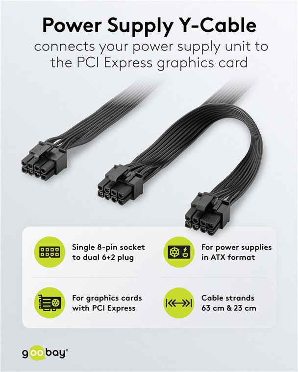 Netzteil-Kabel 8-Pin-Stecker auf Dual 6+2-Stecker für PCIe