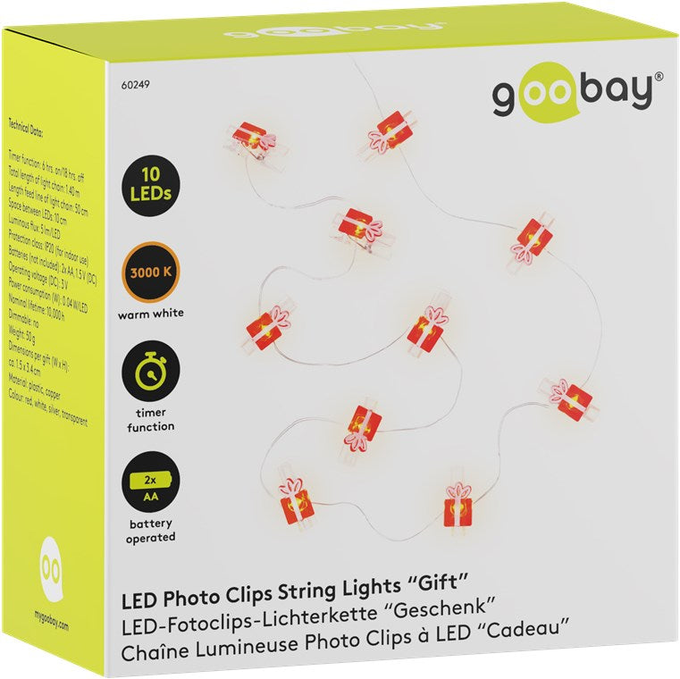 10er LED-Fotoclips-Lichterkette "Geschenk"