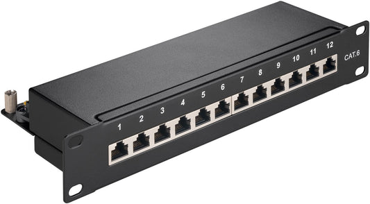 CAT 6 10-inch (25.4 cm) patch panel, 12-port, (1 U)