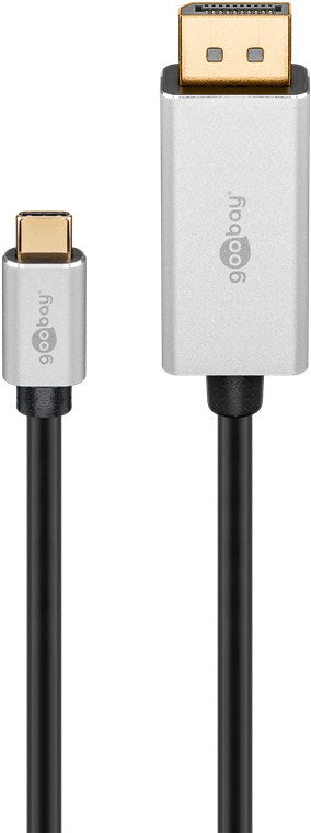 USB-C™-auf-DisplayPort™-Kabel, 2 m, schwarz;silber