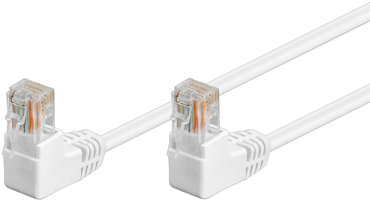 CAT 5e patch cable 2x 90° angled, U/UTP, white