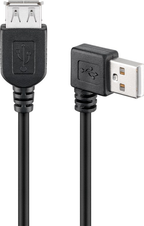 USB-A-Verlängerung 90°, 0,3 m, schwarz