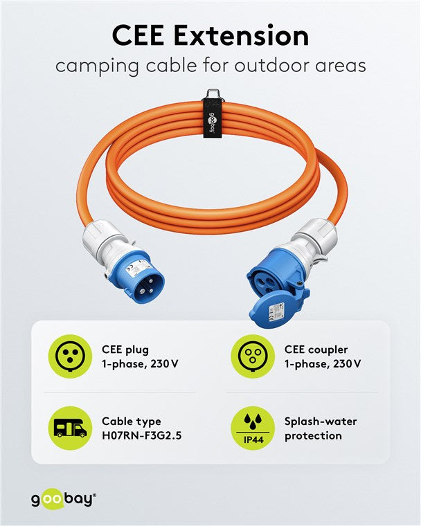 CEE-Verlängerung, CEE-Stecker auf CEE-Kupplung, 5 m