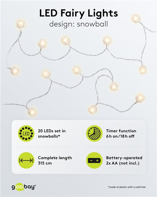 20er LED-Lichterkette "Schneeball"
