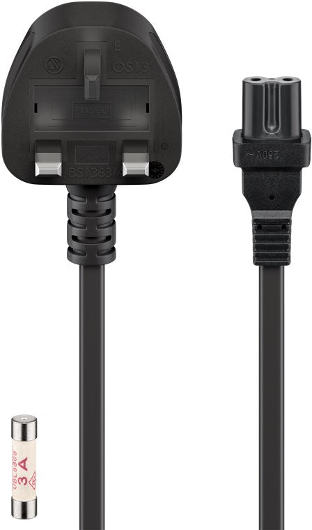 UK-Netzanschlusskabel, 1,5 m, Schwarz, (2*0,75 mm²)