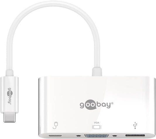 USB-C™ çoklu bağlantı noktası adaptörü USB 3.0+VGA+C PD, beyaz