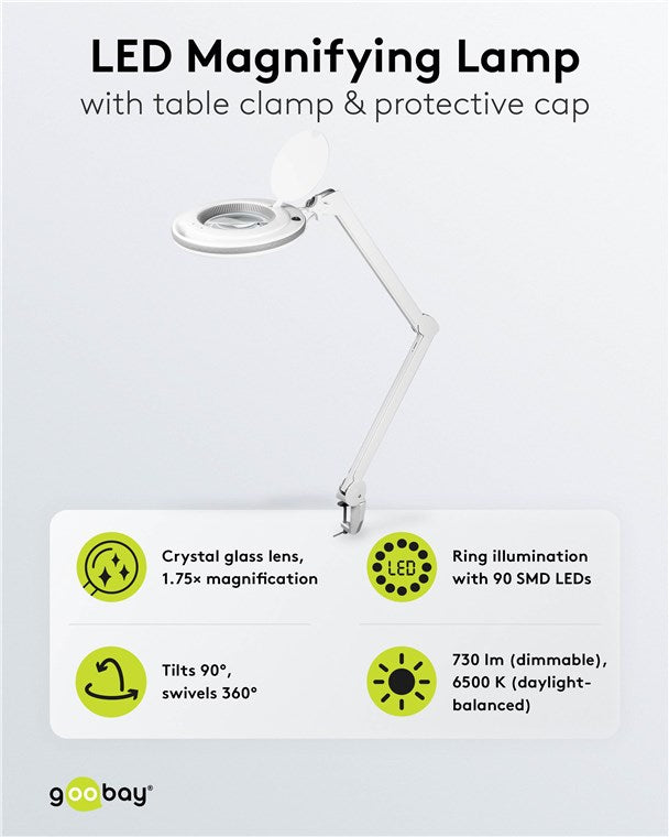 LED-Klemm-Lupenleuchte, 9 W, weiß