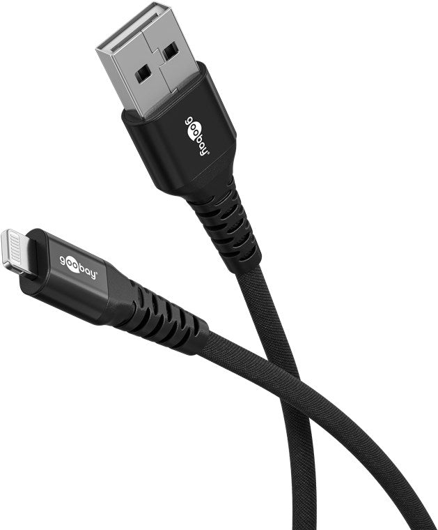 Lightning auf USB-A Supersoftes Textilkabel mit Metallsteckern, 2 m