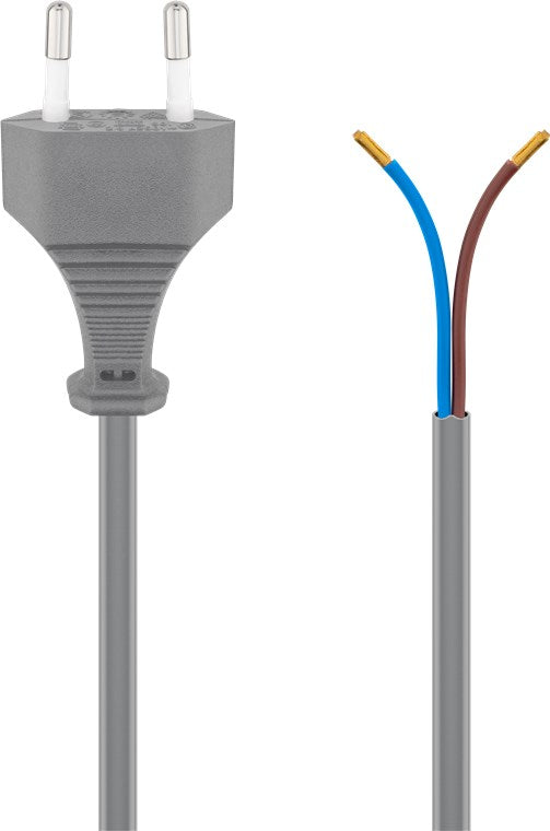 Kabel mit Eurostecker zum Konfektionieren, 1,5 m, Grau, (2*0,75 mm²)