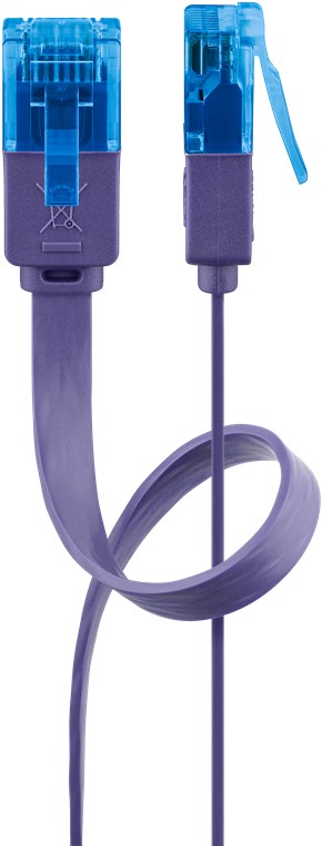 CAT 6A flat patch cable, U/UTP, purple