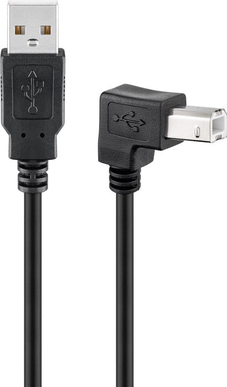 USB-A-auf-USB-B-Kabel 90°, 5 m, schwarz