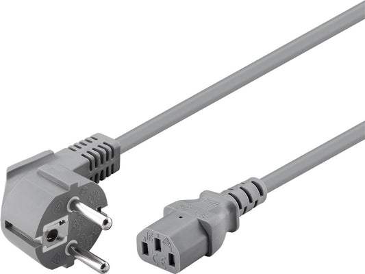 abgewinkeltes Kaltgeräte-Anschlusskabel, 2 m, Grau, (3*0,75 mm²)