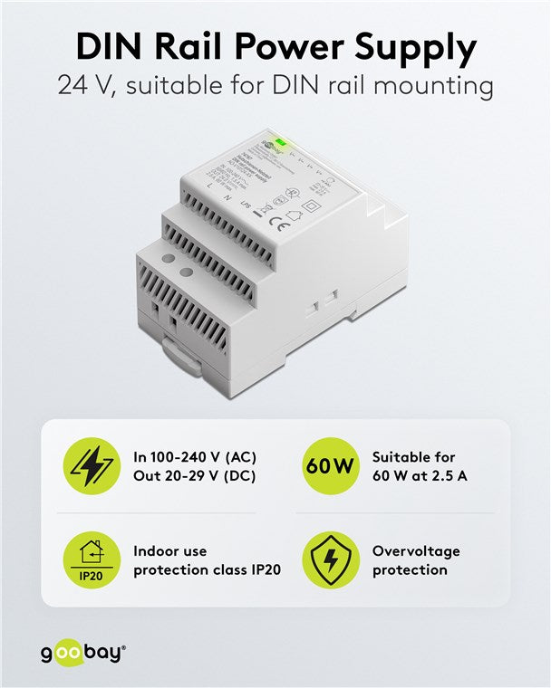 Hutschienen-Netzteil (DIN-Rail) 24 V (DC), 2,5 A, 60 W
