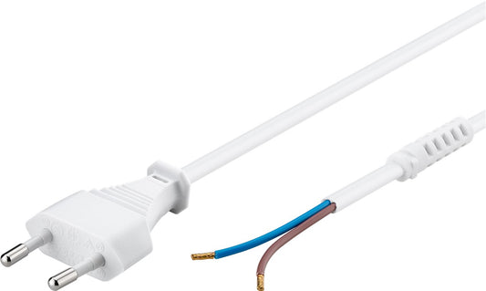 Kabel mit Eurostecker zum Konfektionieren, 1,5 m, Weiß, (2*0,75 mm²)
