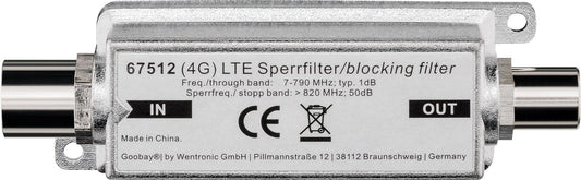 LTE/4G Sperrfilter, Koax-Stecker auf Koax-Buchse