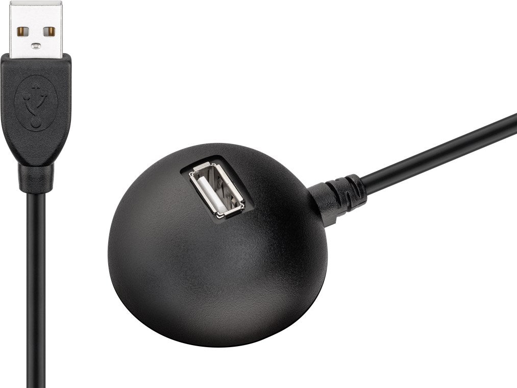 USB-A-Verlängerung mit Standfuß, 1,5 m, schwarz