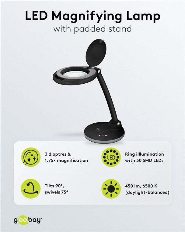 LED-Stand-Lupenleuchte, 6 W, schwarz