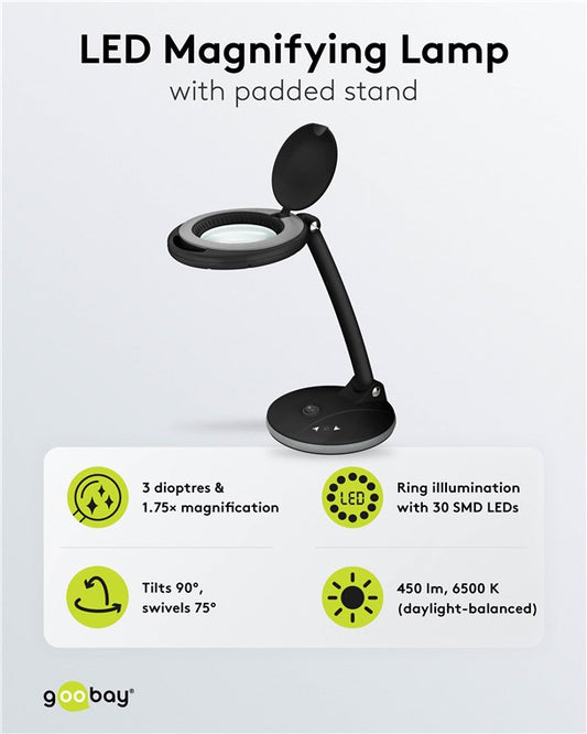 LED-Stand-Lupenleuchte, 6 W, schwarz