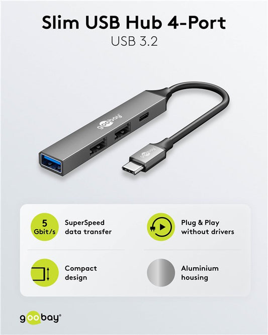 Slim 4-Port USB-Hub, USB-C™ auf USB-C™/USB-A, 5 Gbit/s