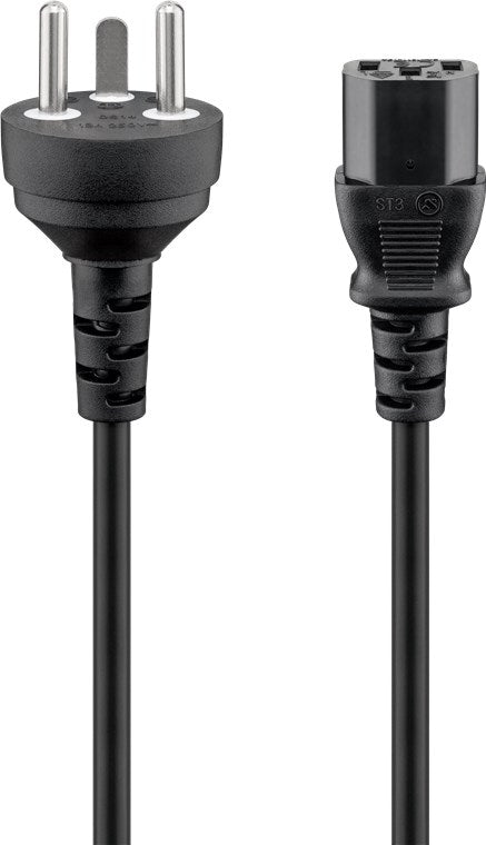 Kaltgerätekabel Dänemark Typ K, 2 m, Schwarz, (3*0,75 mm²)