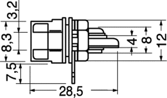 RCA socket for housing mounting with insulation and solder connection