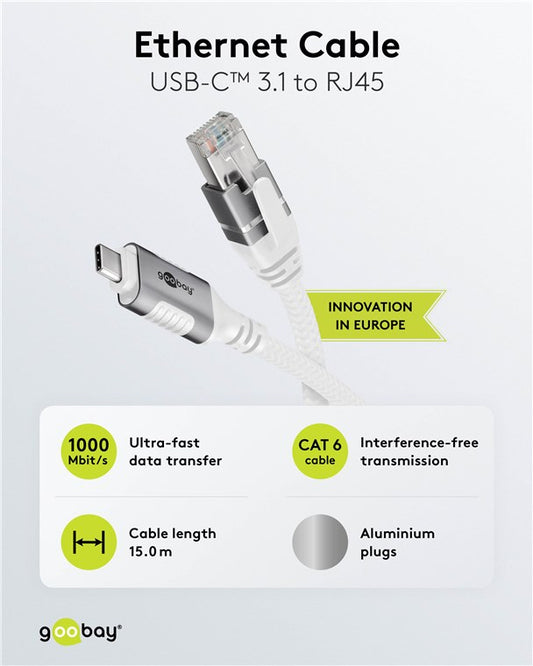 Ethernet-Kabel USB-C™ 3.1 auf RJ45, 15 m