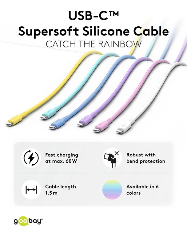 USB-C™-Silikonkabel, 1,5 m, gelb