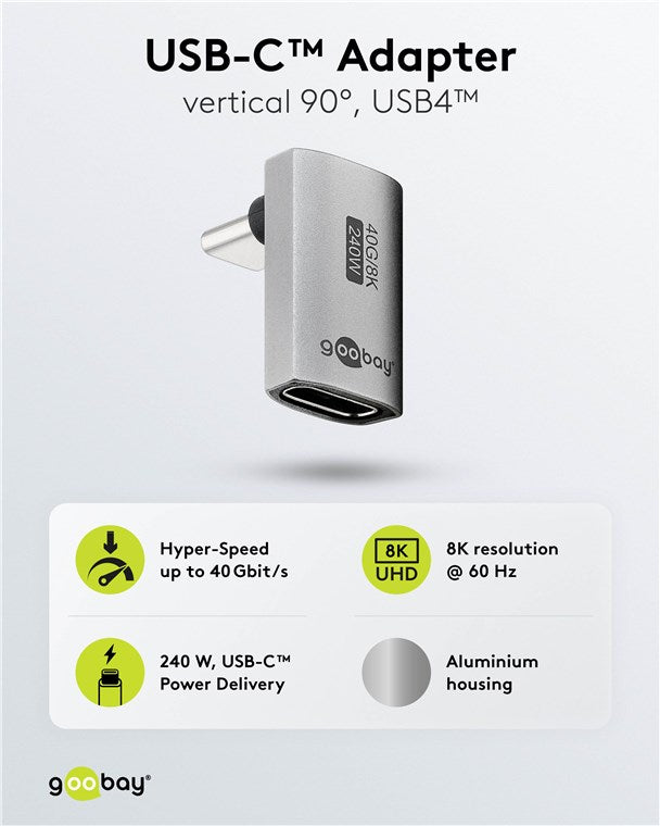 USB-C™-Adapter vertikal 90° lang, USB4™