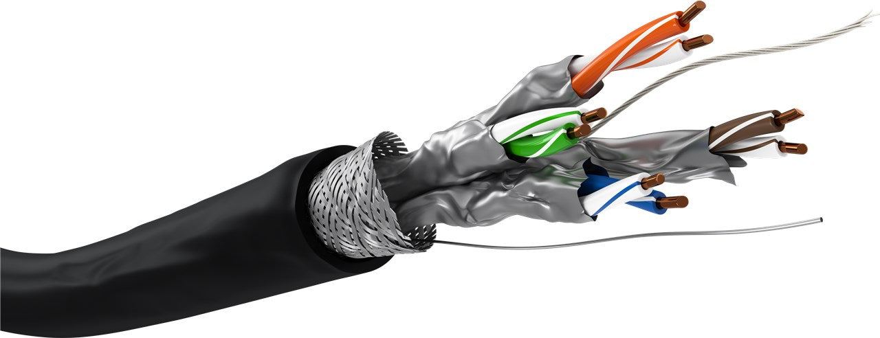 CAT 6A Outdoor Netzwerkkabel, S/FTP (PiMF), schwarz, 100 m