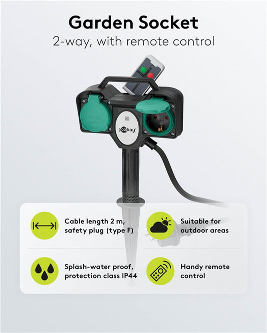 Garden socket 2-way with remote control