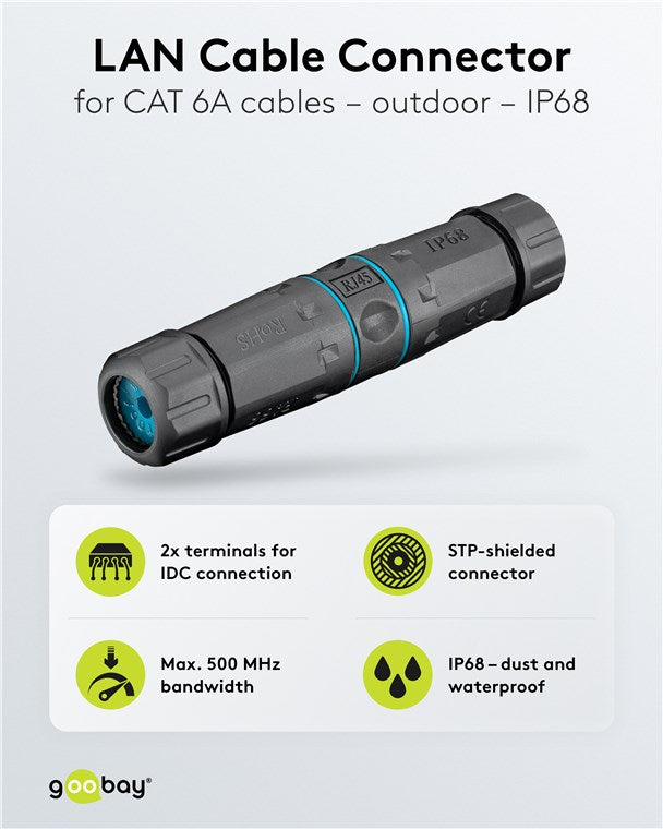 Dış mekan (IP68) ağ kablosu konnektörü, CAT 6A STP korumalı