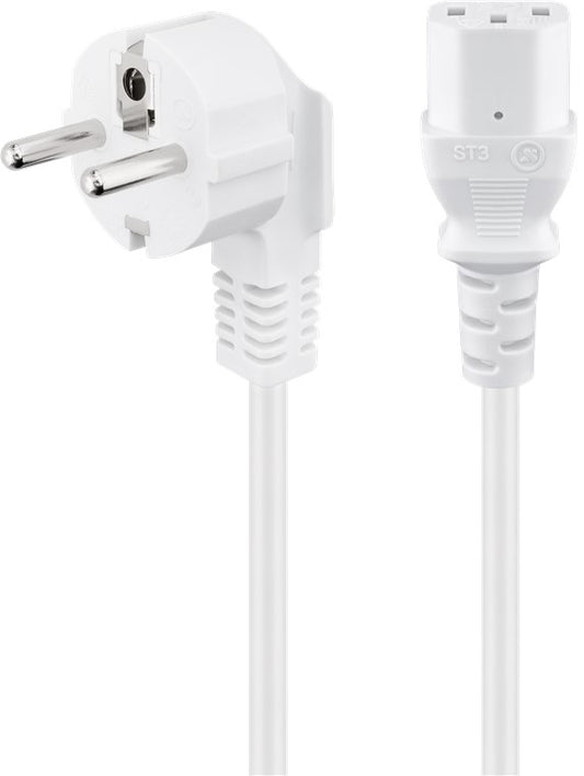 Angled cold device connection cable, 5 m, white