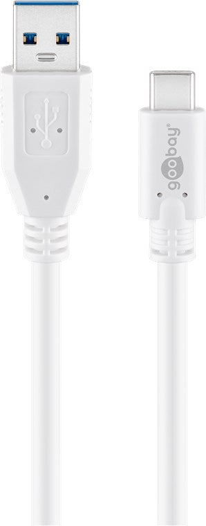 USB-C™-auf-USB-A-Kabel, 1 m, weiß