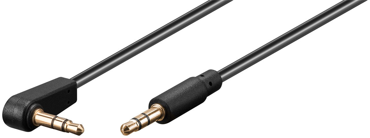 Audio Verbindungskabel AUX, 3,5mm stereo 3-pol., slim, CU, abgewinkelt