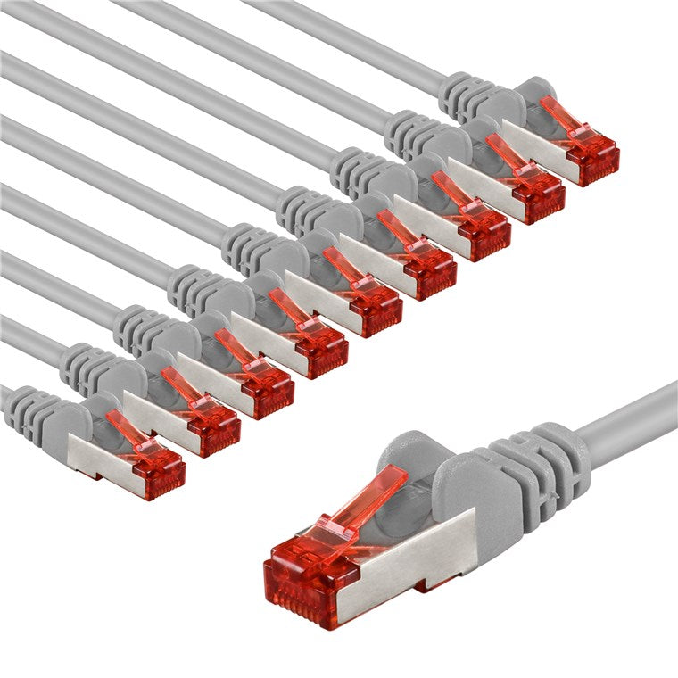 CAT 6 Patchkabel, S/FTP (PiMF), 5 m, grau, 10er-Set