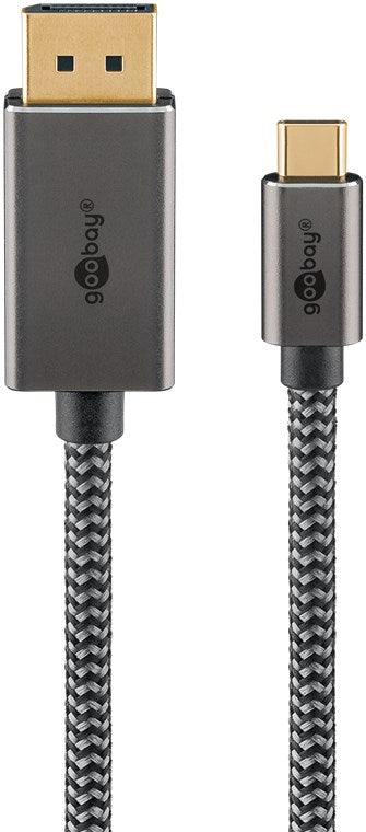 USB-C™-auf-DisplayPort™-Kabel, 2 m, schwarz;silber