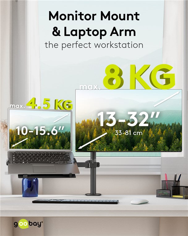 Monitorhalterung mit Laptop-Arm Flex