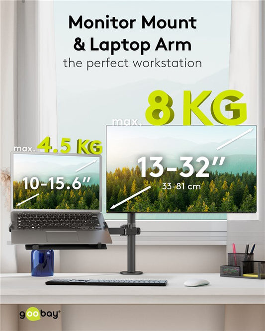 Monitorhalterung mit Laptop-Arm Flex