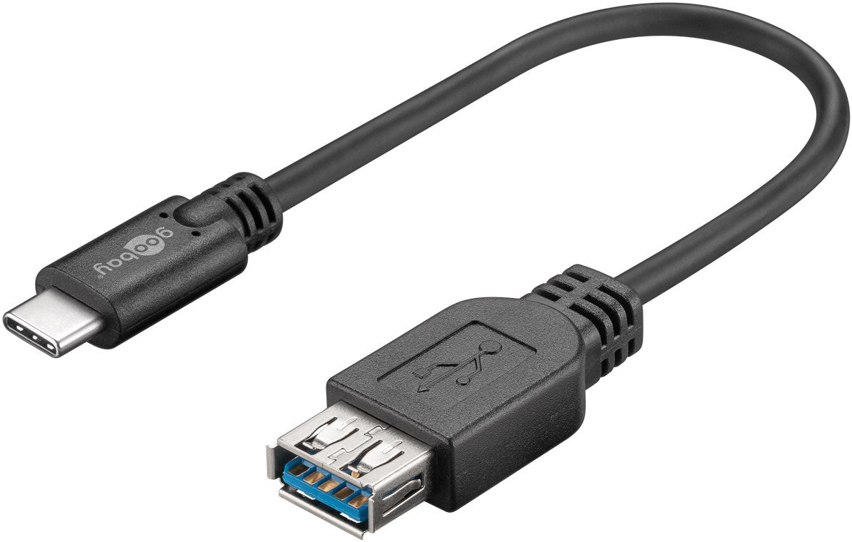 USB-C™-auf-USB-A-Kabel, OTG, 0,2 m, schwarz