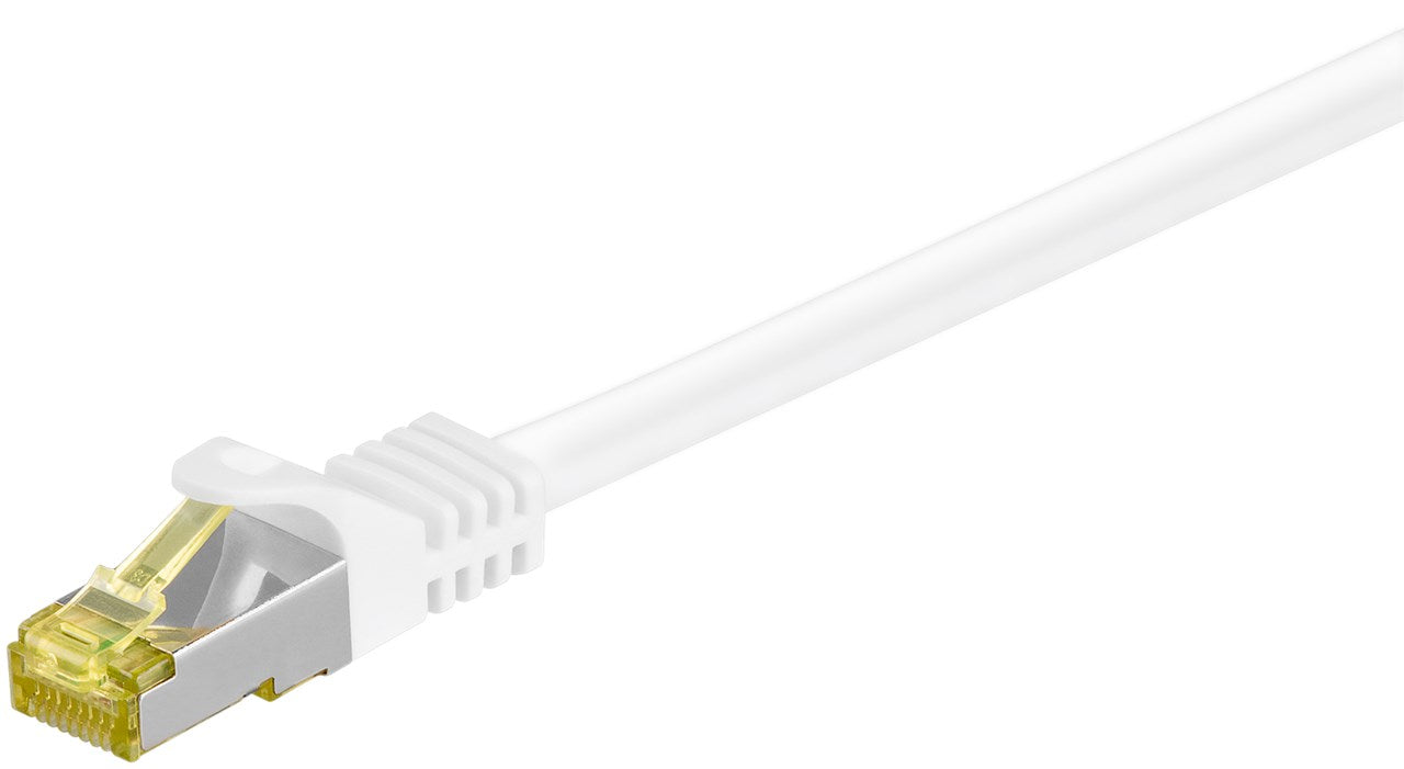 RJ45 patch cable CAT 6A S/FTP (PiMF), 500 MHz with CAT 7 raw cable, white